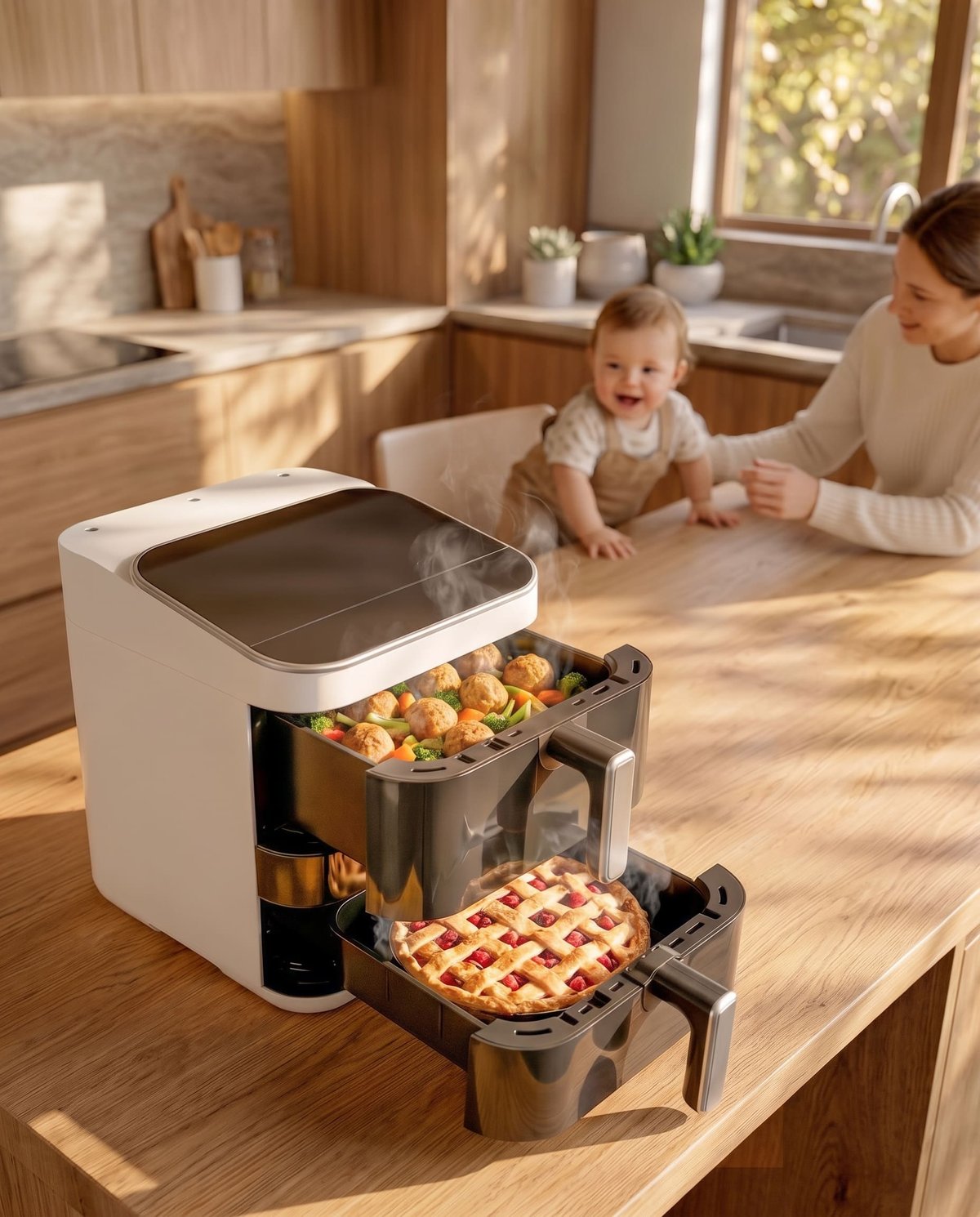 Аэрогриль AirChef Dual Pro с двумя выдвинутыми чашами